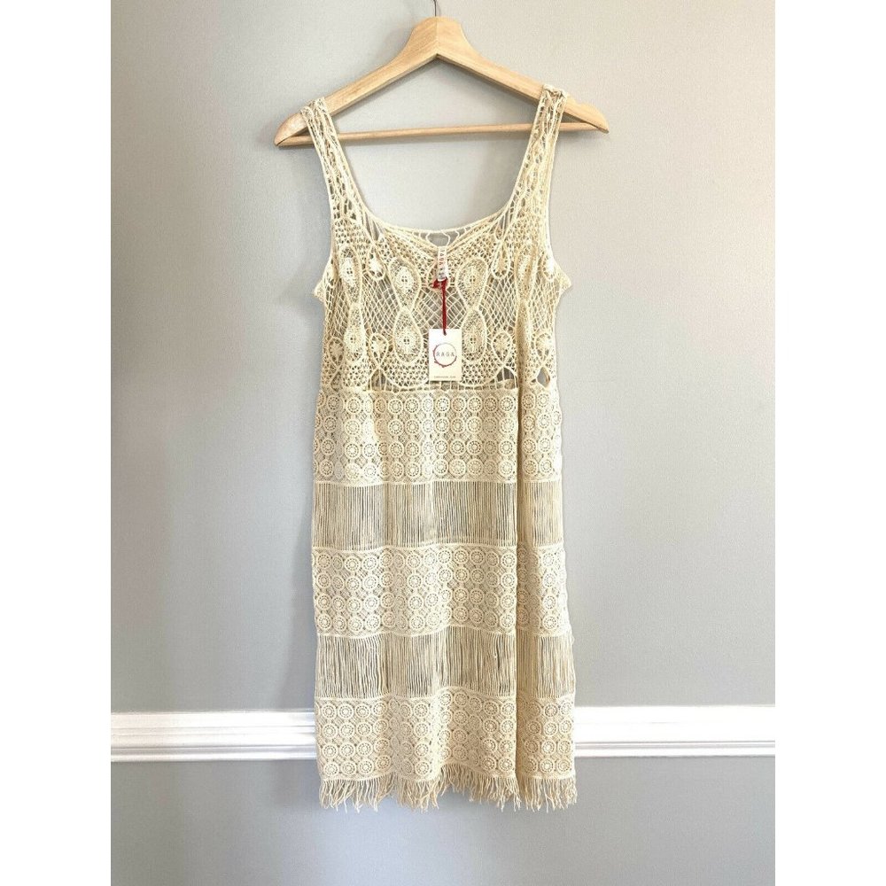 RAGA Cream Crochet Mini Dress